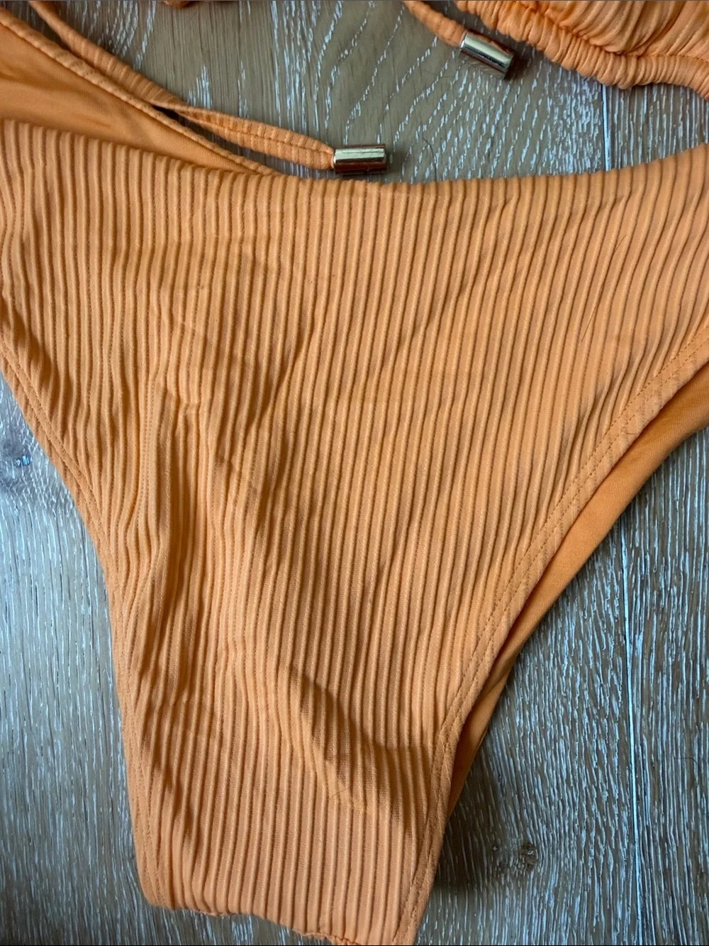 Monday swimwear Ribbed Orange/golden yellow  Triangle Bikini Set Byron bottom